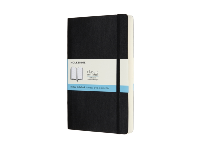 Märkmik Moleskine 13x21cm, täpiline, pehmed kaaned, must