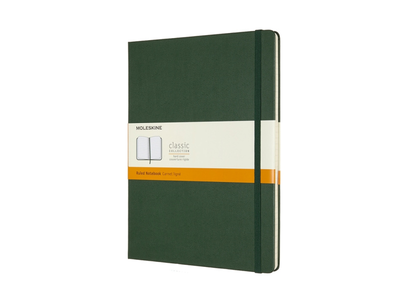 Märkmik Moleskine 19x25cm, joon, kõvad kaaned, roheline