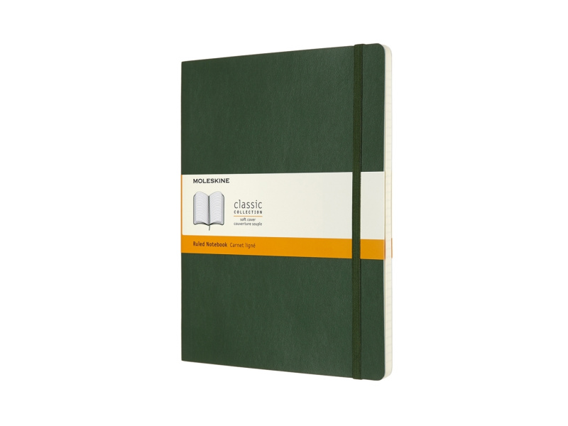 Märkmik Moleskine 19x25cm, joon, pehmed kaaned, roheline