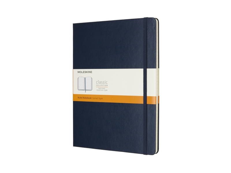 Märkmik Moleskine 19x25cm, jooneline, kõvad kaaned, sinine
