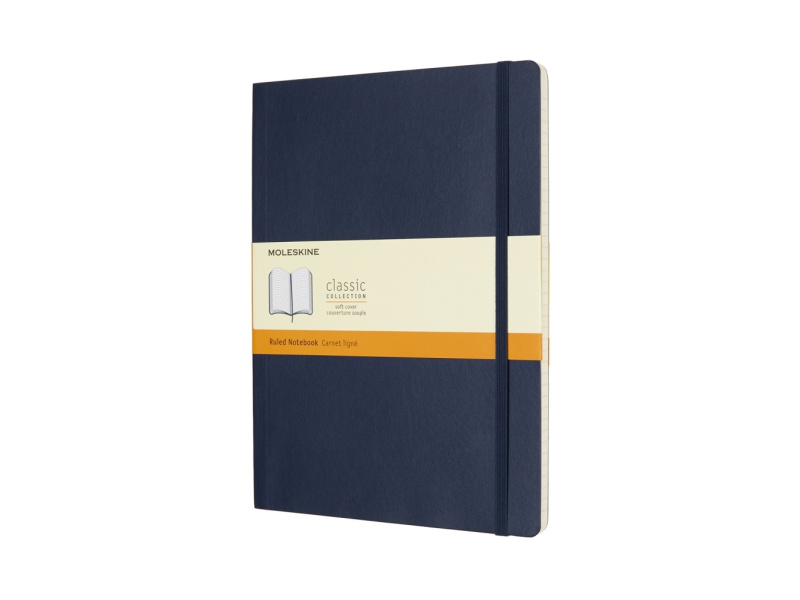 Märkmik Moleskine 19x25cm, jooneline, pehmed kaaned, sinine