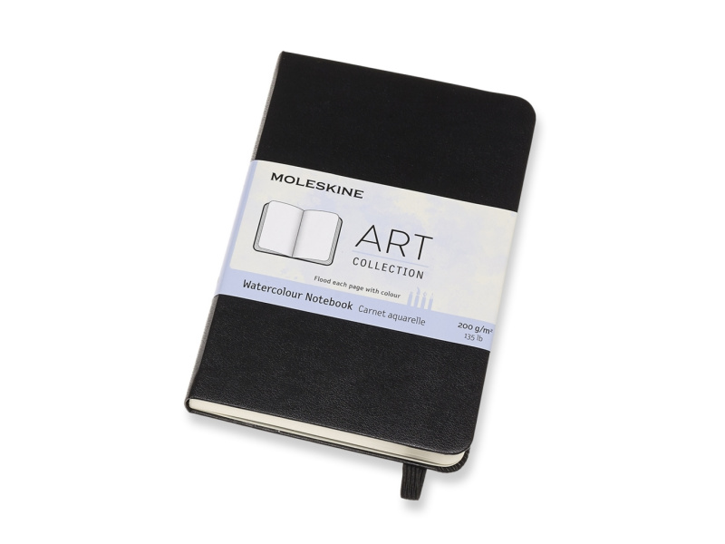 Märkmik Moleskine 9x14cm, valge akvarellipaber, kõvad kaaned, must - Pilt 2
