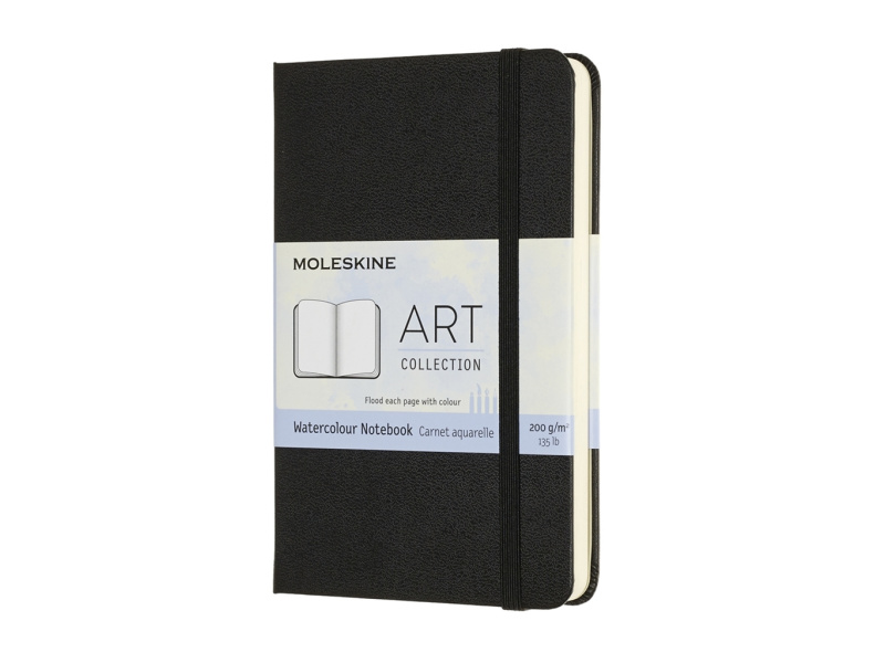 Märkmik Moleskine 9x14cm, valge akvarellipaber, kõvad kaaned, must