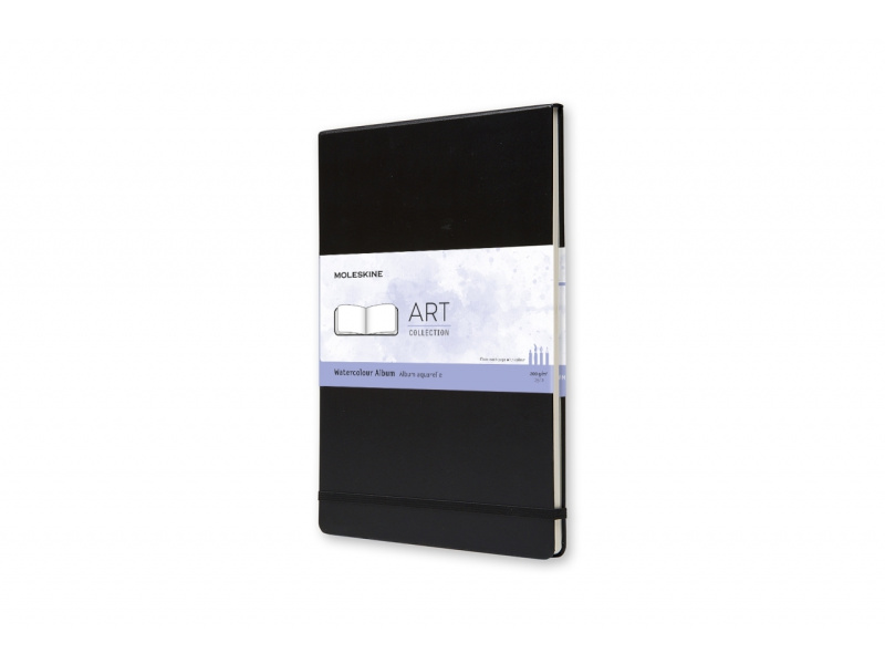 Märkmik Moleskine Akvarellialbum A4, valge, kõvad kaaned, must