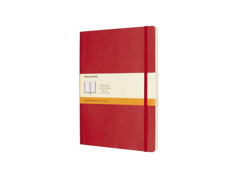 Märkmik Moleskine Classic 19x25cm, valge, pehmed kaaned, punane