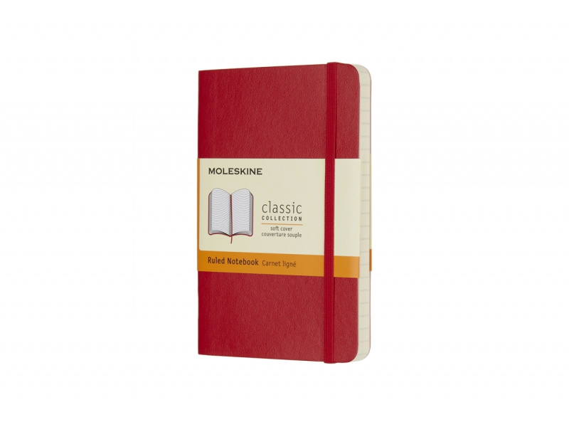 Märkmik Moleskine Classic 9x14cm, jooneline, pehmed kaaned, punane