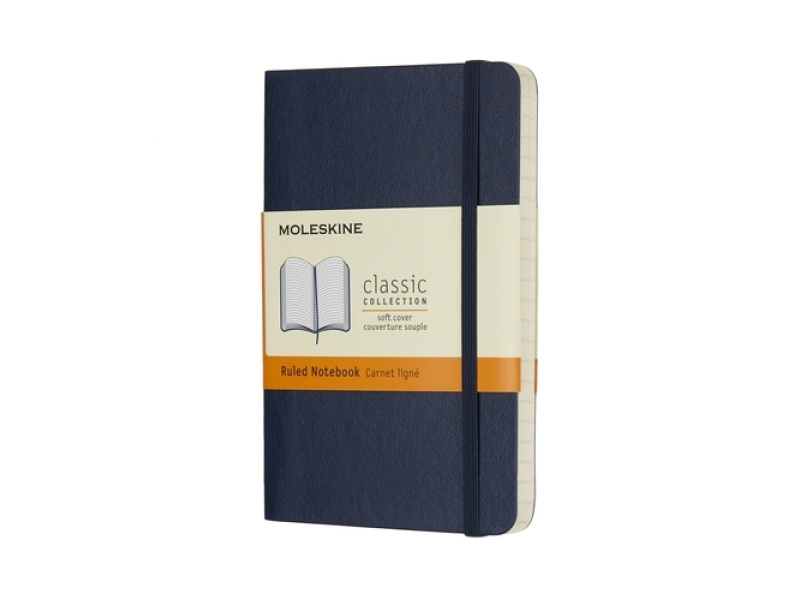 Märkmik Moleskine Classic 9x14cm, jooneline, pehmed kaaned, sinine