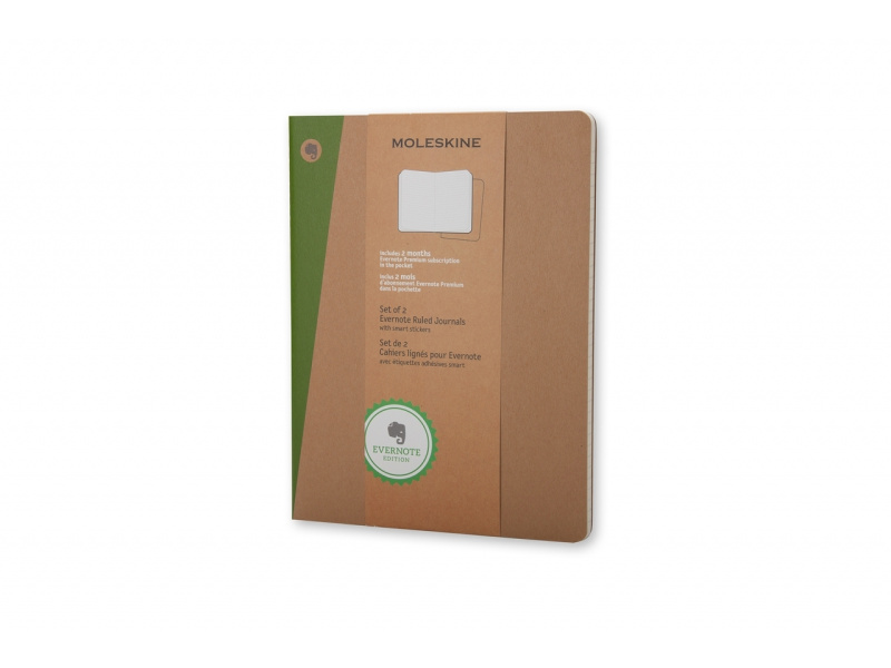 **Märkmik Moleskine Evernote 19x25cm, jooneline, pehmed kaaned, 2tk/pk pruun