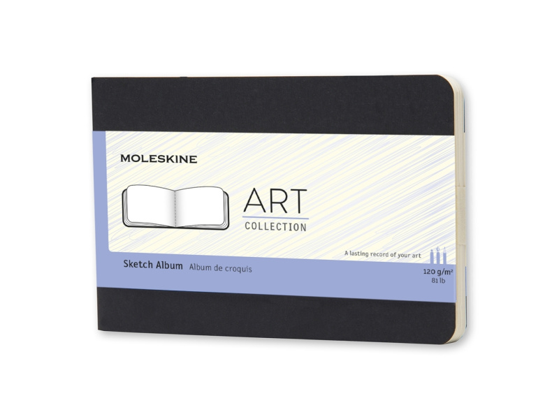Märkmik Moleskine Sketch Album 9x14cm, valge, pehmed kaaned, must