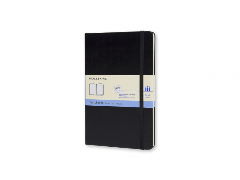 Märkmik Moleskine Sketchbooks 13x21cm, valge, kõvad kaaned, must