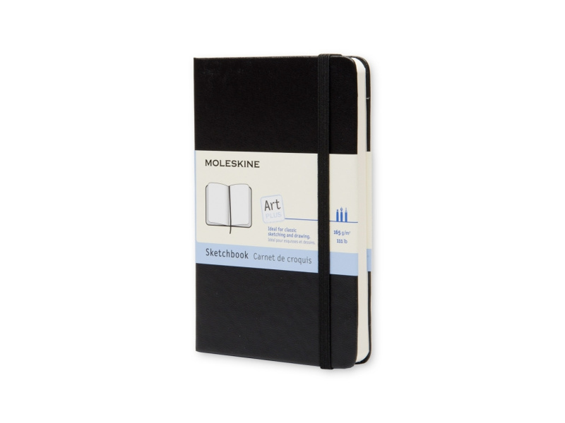 Märkmik Moleskine Sketchbooks 9x14cm, valge, kõvad kaaned, must