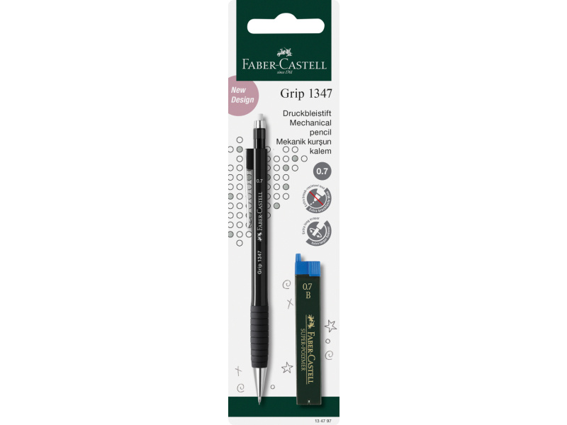 Mehaaniline harilik pliiats Faber-Castell Grip 1347 roheline 0,7mm +söed blistris - Pilt 2