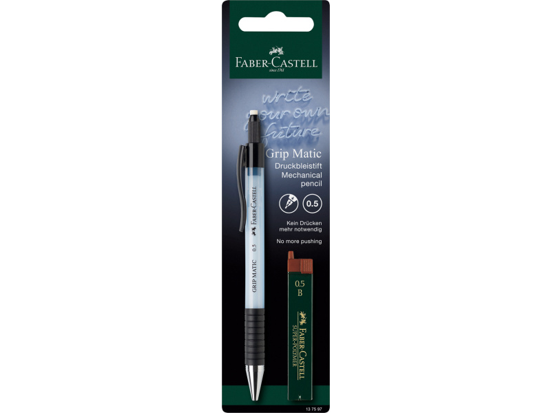 Mehaaniline harilik pliiats Faber-Castell Grip-Matic 0,5mm taeva sinine +söed 0,5mm blistris