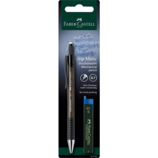 Mehaaniline harilik pliiats Faber-Castell Grip-Matic 0,7mm must +söed blistris