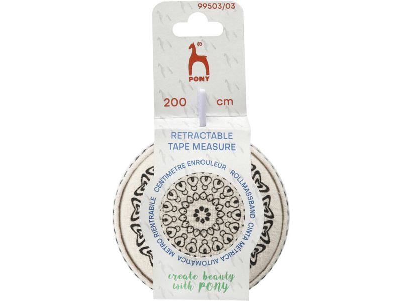 Mõõdulint Pony kangast disainiga 2m, must Heart Design