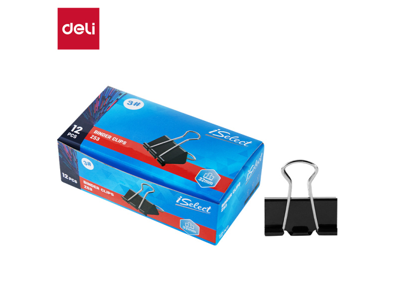 Paberiklamber DELI 32mm, must 12tk pakis