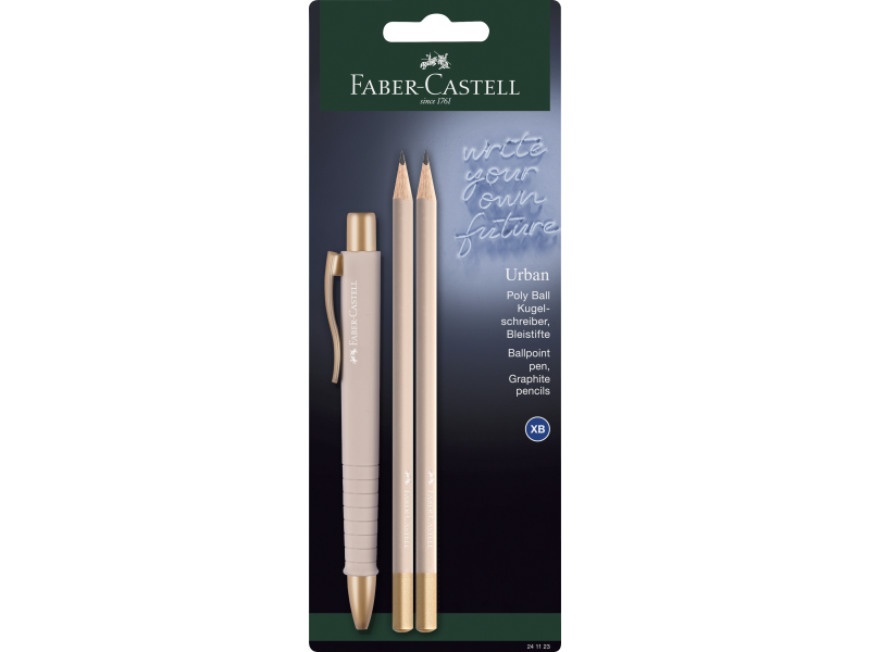 Pastapliiats Faber-Castell PolyBall Urban XB 0.6mm hele roosa + 2harilikku pliiatsit