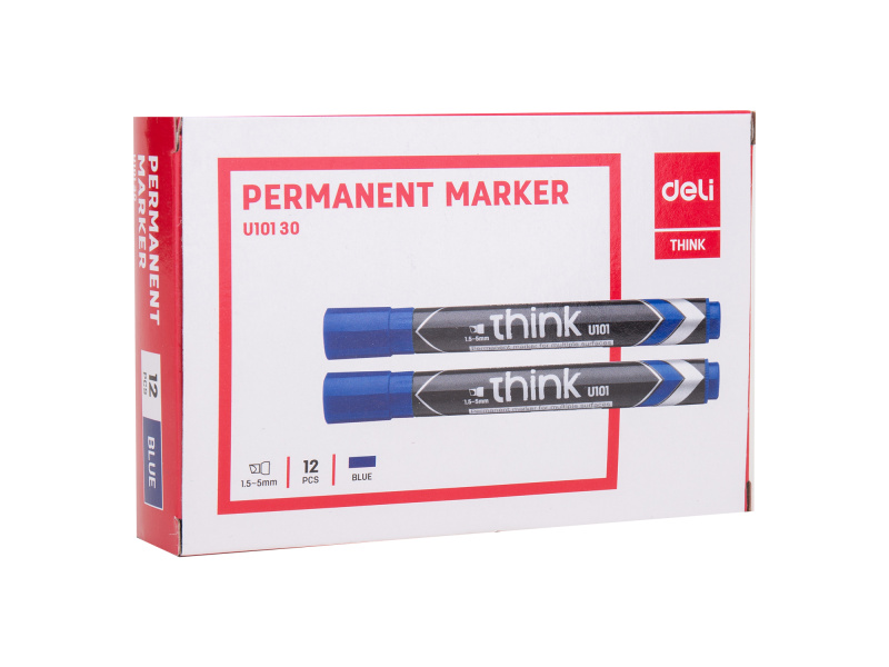 Permanentne marker DELI U101 1.5-5mm, lõigatud ots sinine - Pilt 3