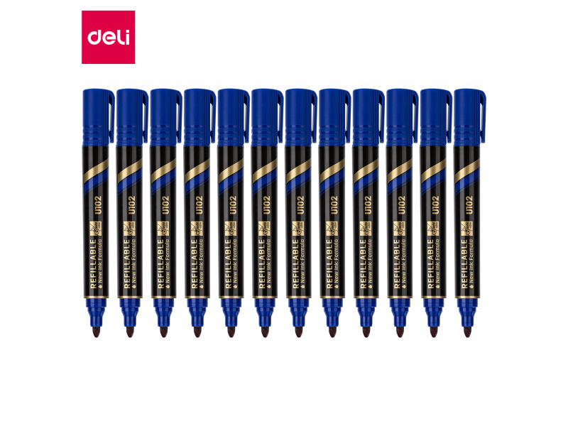 Permanentne marker DELI U102 ümar 1.5-3mm mm sinine - Image 3