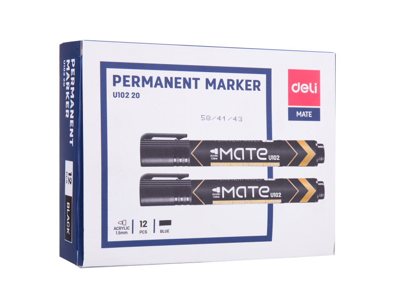 Permanentne marker DELI U102 ümar 1.5-3mm must - Pilt 3