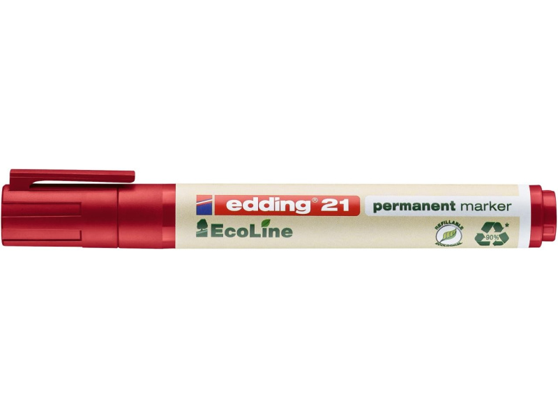 Permanentne marker Edding 21 EcoLine 1-5mm, lõigatud ots, punane - Pilt 2