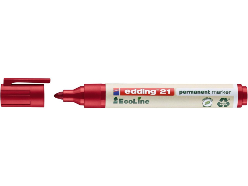 Permanentne marker Edding 21 EcoLine 1-5mm, lõigatud ots, punane - Pilt 3