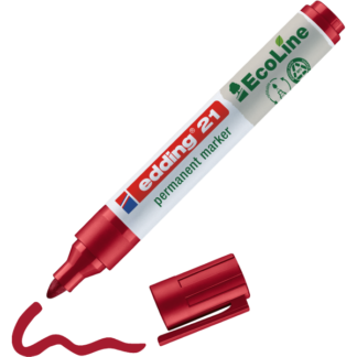 Permanentne marker Edding 21 EcoLine 1-5mm, lõigatud ots, punane