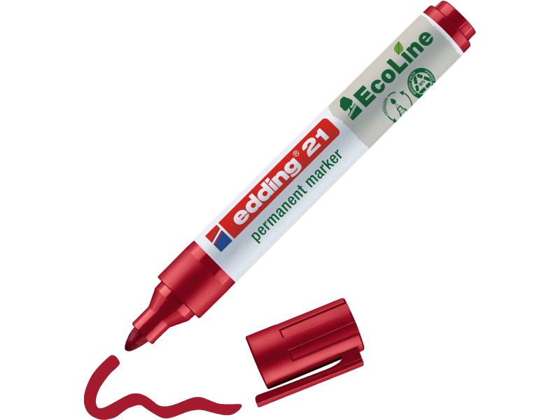 Permanentne marker Edding 21 EcoLine 1-5mm, lõigatud ots, punane