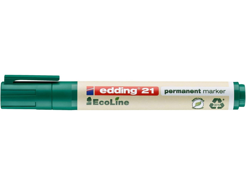 Permanentne marker Edding 21 EcoLine 1,5-3mm, lõigatud ots, roheline - Pilt 2