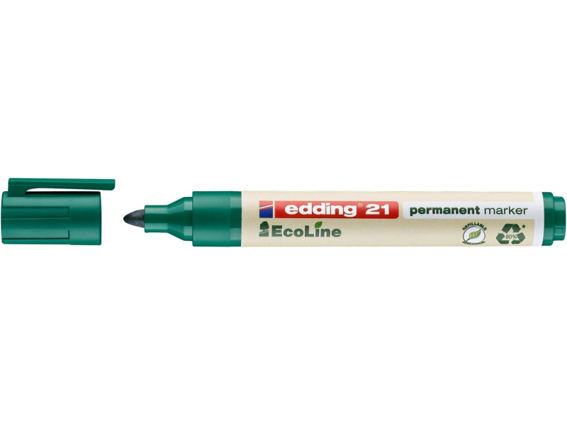 Permanentne marker Edding 21 EcoLine 1,5-3mm, lõigatud ots, roheline - Pilt 3