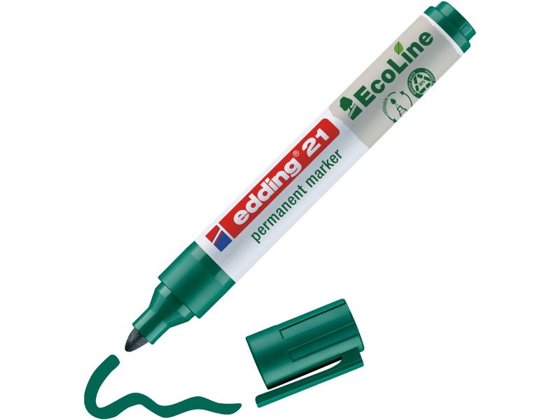 Permanentne marker Edding 21 EcoLine 1,5-3mm, lõigatud ots, roheline