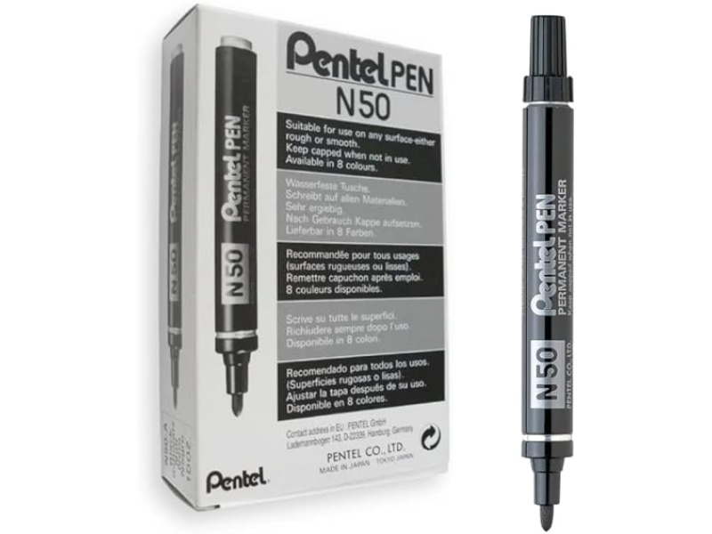 Permanentne marker Pentel N50 ümar ots, must