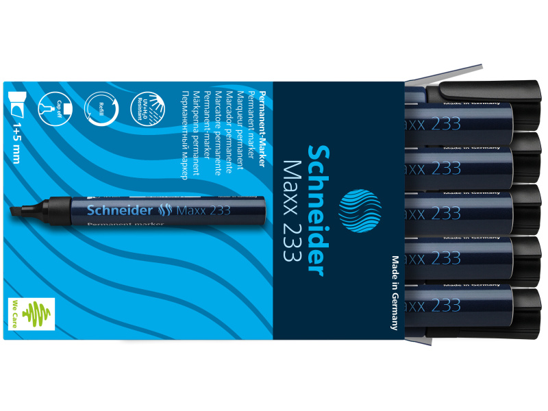 Permanentne marker Schneider 233 1-5mm lõigatud ots, must - Pilt 2