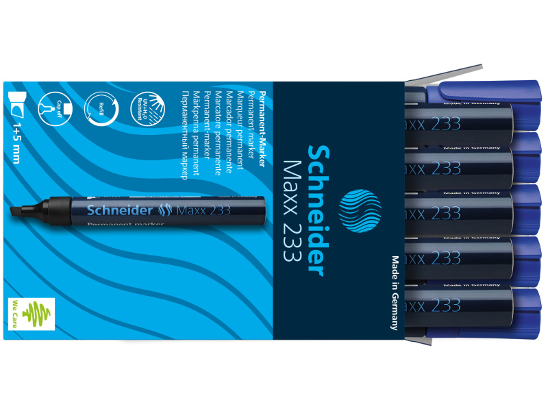 Permanentne marker Schneider 233 1-5mm lõigatud ots, sinine - Pilt 2