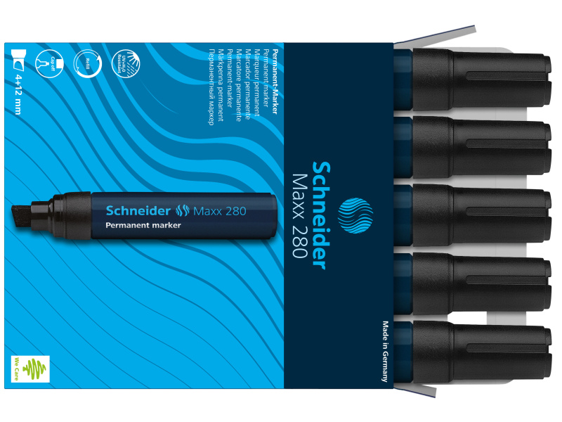 Permanentne marker Schneider 280 4-12mm lõigatud ots, must - Pilt 5