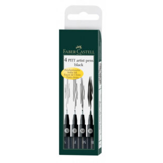 Pintsel-pliiats Faber-Castell Pitt Artist Pen 4tk/pk (S, F, M, B pintsel), must
