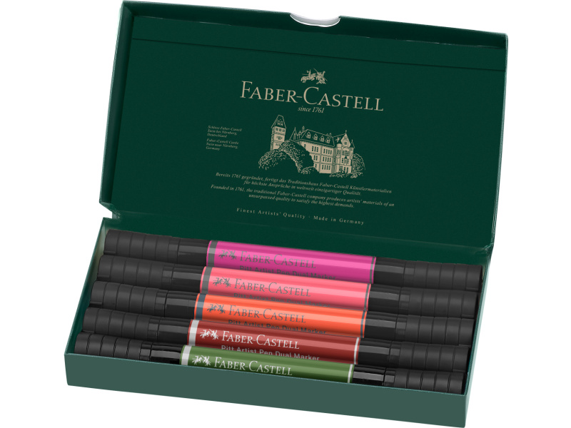 Pintsel-pliiats Faber-Castell Pitt Artist Pen kahepoolsed 5-värvi flowers - Pilt 2