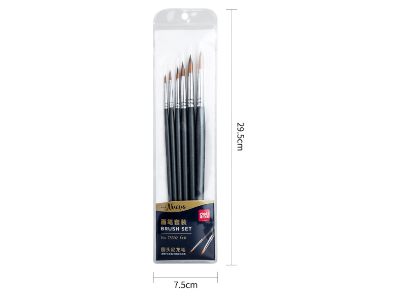 Pintslite komplekt DELI 6tk/pk (ümar nr 2,4,6,8,10,12) nailon, blistris - Pilt 3