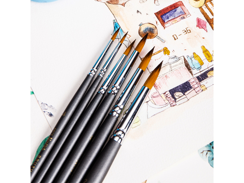 Pintslite komplekt DELI 6tk/pk (ümar nr 2,4,6,8,10,12) nailon, blistris - Pilt 4