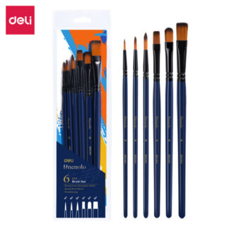Pintslite komplekt DELI 6tk/pk vesivärv (ümar nr 4,6,8 ümar 4,6,8 lapik) nailon, blistris
