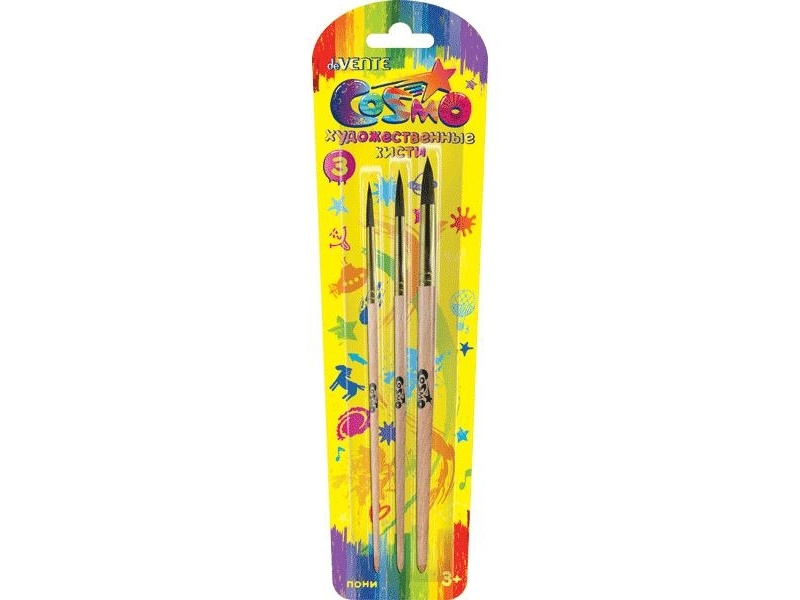 Pintslite komplekt deVENTE 3tk/pk (ümar poni nr 2,4,7) blistris