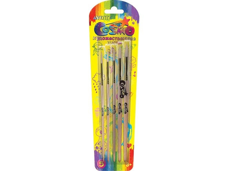 Pintslite komplekt deVENTE 5tk/pk (ümar harjas nr 2,4,6; harjas lapik nr 5,10) blistris