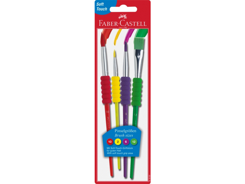 Pintslite komplekt Faber-Castell soft touch 4tk/pk (nr.2,6,10,12)