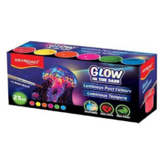 Plakativärv Keyroad 6-värvi 25ml, pimedas helendav