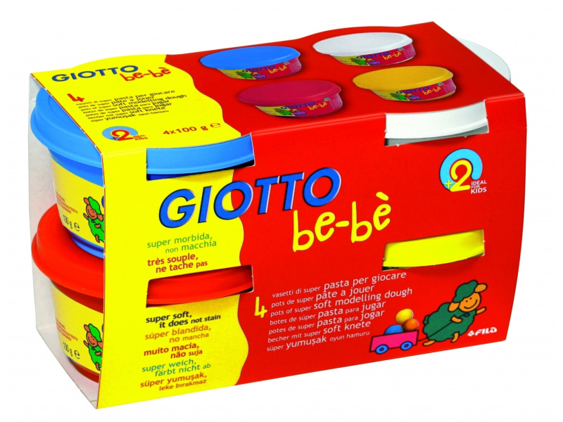 Plastiliin Fila Giotto be-be 4x100g kollane, sinine, punane, valge