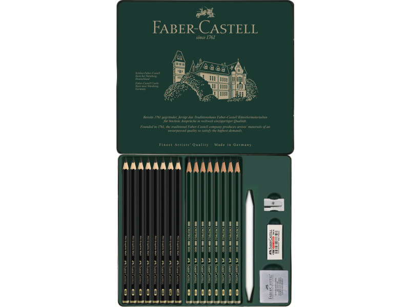 Pliiatsikomplekt Pitt Graphite Matt ja Castell 9000 20-osa - Pilt 2