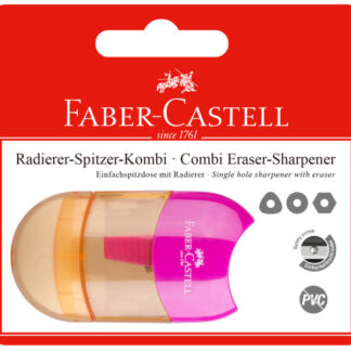 Pliiatsiteritaja Faber-Castell Sleeve, kogujaga, 1-ava, kustukummiga, blistris, roosa
