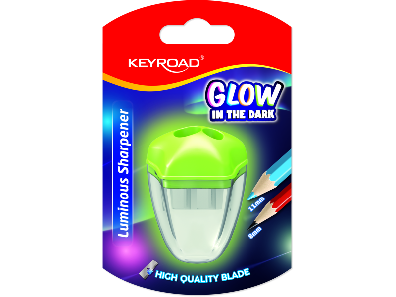 Pliiatsiteritaja Keyroad 1-ava, pimedas helendav, konteineriga