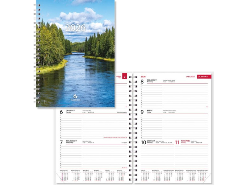 Raamatkalender Boss Nädal A5 horisontaaljaotus, spiraalköites SISU 00048