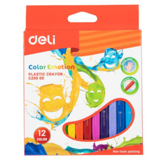 Rasvakriidid DELI 12-värvi plastik